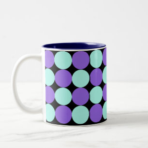 Aqua & Blue Polka Dots Tweekleurige Koffiemok