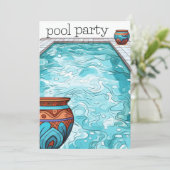 Aqua Blue Pool Party Kaart (Staand voorkant)