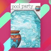 Aqua Blue Pool Party Kaart