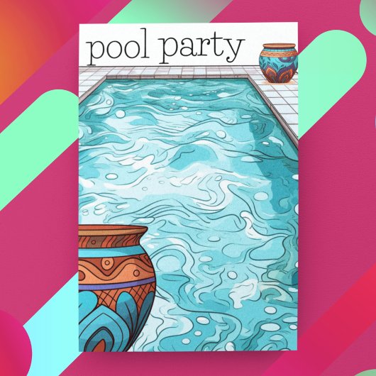 Aqua Blue Pool Party Kaart