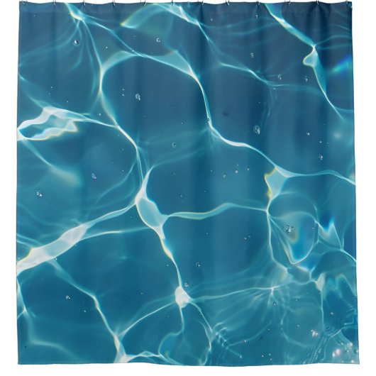 Aqua Blue Pool waterpatroon Douchegordijn (Voorkant)