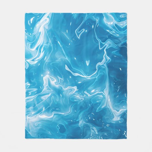 Aqua Blue Pool waterpatroon Fleece Deken (Voorkant)