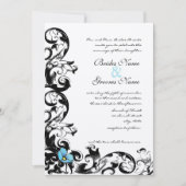 Aqua Blue Poppy Floral Swirl Wedding Kaart (Voorkant)