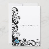 Aqua Blue Poppy Floral Swirl Wedding Kaart (Achterkant)