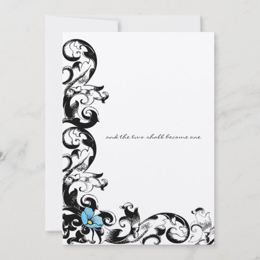 Aqua Blue Poppy Floral Swirl Wedding Kaart (Achterkant)