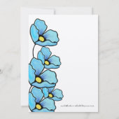 Aqua Blue Poppy Flowers Wedding Invitation Kaart (Achterkant)