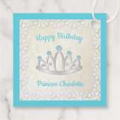 Aqua Blue Princess Tiara Birthday Bedankjes Labels (Achterkant)