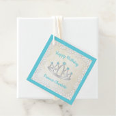 Aqua Blue Princess Tiara Birthday Bedankjes Labels (In situ)