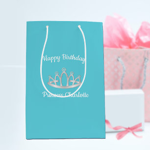 Aqua Blue Princess Tiara Birthday Medium Gift Cadeauzakje