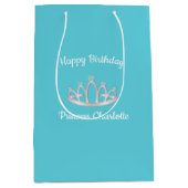 Aqua Blue Princess Tiara Birthday Medium Gift Medium Cadeauzakje (Voorkant)
