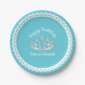Aqua Blue Princess Tiara Birthday Paper Bord (Voorkant)