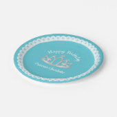 Aqua Blue Princess Tiara Birthday Paper Bord (Gekanteld)