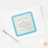 Aqua Blue Princess Tiara Birthday Party Stickers (Envelop)