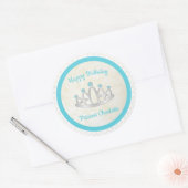 Aqua Blue Princess Tiara Birthday Party Stickers (Envelop)