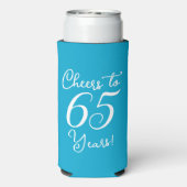 Aqua Blue Proost op 65 jaar 65ste verjaardagsfeest Seltzer Blikjeskoeler (Seltzer Achterkant)