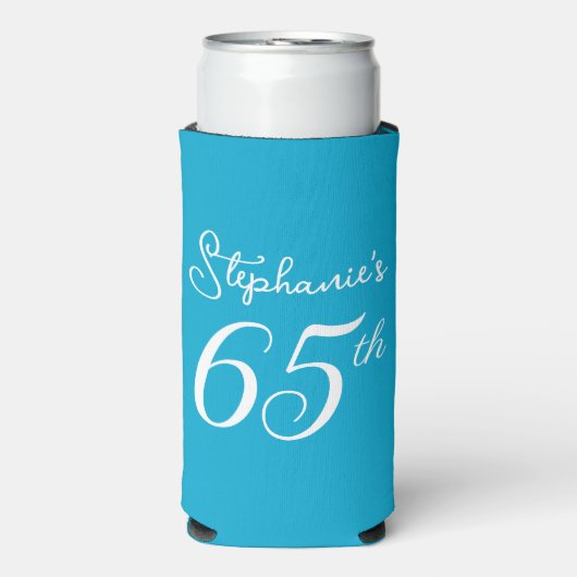 Aqua Blue Proost op 65 jaar 65ste verjaardagsfeest Seltzer Blikjeskoeler (Seltzer Voorkant)