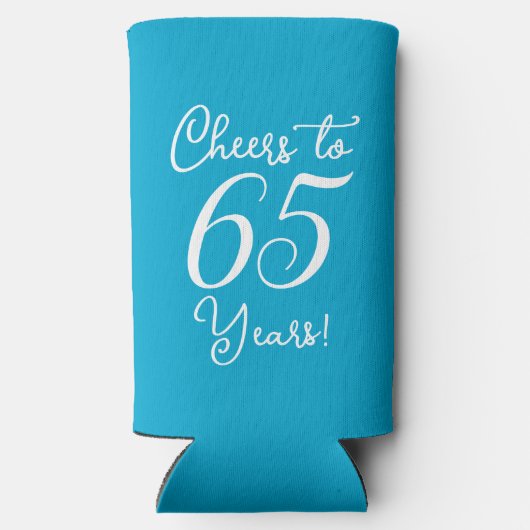 Aqua Blue Proost op 65 jaar 65ste verjaardagsfeest Seltzer Blikjeskoeler (Achterkant)