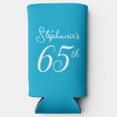 Aqua Blue Proost op 65 jaar 65ste verjaardagsfeest Seltzer Blikjeskoeler (Voorkant)