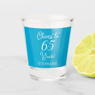 Aqua Blue Proost op 65 jaar 65ste verjaardagsfeest Shot Glas