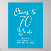 Aqua Blue Proost op 70 Jaar Verjaardag Welkomstbor Poster (Voorkant)