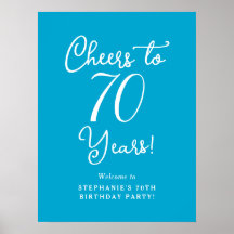 Aqua Blue Proost op 70 Jaar Verjaardag Welkomstbor