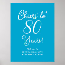 Aqua Blue Proost op 80 Jaar Verjaardag Welkomstbor