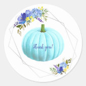 Aqua Blue Pumpkin Baby shower Dank u Ronde Sticker (Voorkant)