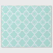 Aqua Blue Quatrefoil geometrisch patroon Cadeaupapier (Vlak)