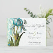 Aqua Blue Quatrefoil Save the Date Notice (Staand voorkant)