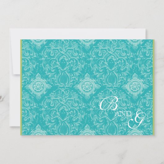 Aqua Blue Quatrefoil Save the Date Notice (Achterkant)