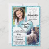 Aqua Blue Quinceañera Uitnodiging 15 Cumpleaños (Voorkant)