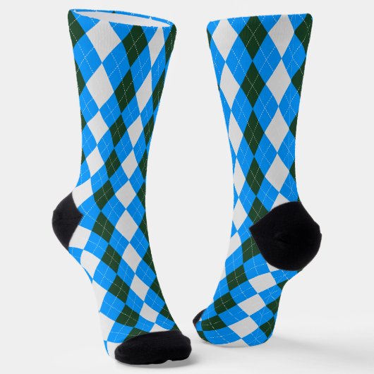 AQUA BLUE & RACING GREEN Argyle Pattern-Sokken Sokken (Gebogen)
