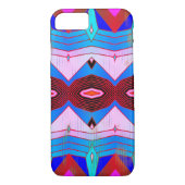 Aqua Blue & Reds  stijl geometrisch patroon Case-Mate iPhone Case (Achterkant)