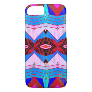 Aqua Blue & Reds  stijl geometrisch patroon Case-Mate iPhone Case