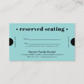 Aqua Blue Retro Gereserveerde Zitplaatsen Tandarts Afsprakenkaartje (Voorkant)