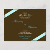 Aqua Blue Ribbon Save the Date Aankondiging (Achterkant)