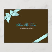 Aqua Blue Ribbon Save the Date Aankondiging (Voorkant)