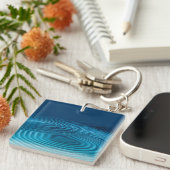 Aqua Blue Ripples Sleutelhanger (Voorkant Rechts)