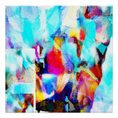 Aqua Blue Roos Geel Wit Painterly Art Design Perfect Poster (Voorkant)