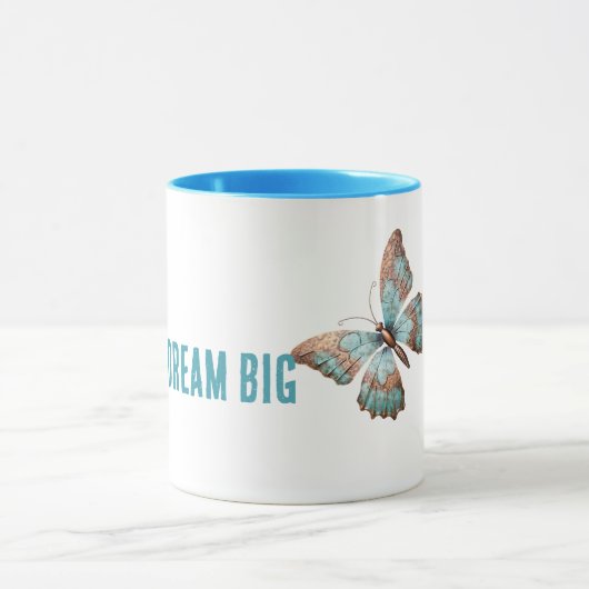 Aqua Blue Roos Rust Gold Dream Butterfly Mok (Midden)