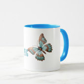 Aqua Blue Roos Rust Gold Dream Butterfly Mok (Voorkant rechts)