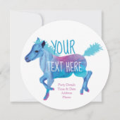 Aqua Blue Roze Pony Ride Uitnodiging voor verjaard (Voorkant)
