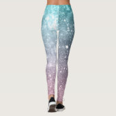 Aqua blue Roze zee sterrenstelsel abstract Leggings (Achterkant)