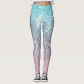 Aqua blue Roze zee sterrenstelsel abstract Leggings (Voorkant)