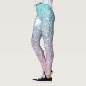 Aqua blue Roze zee sterrenstelsel abstract Leggings (Links)