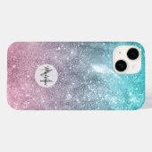 Aqua blue Roze zee sterrenstelsel abstract Monogra Case-Mate iPhone Case (Achterkant (horizontaal))