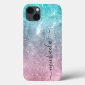 Aqua blue Roze zee sterrenstelsel abstract Monogra Case-Mate iPhone Case (Achterkant)