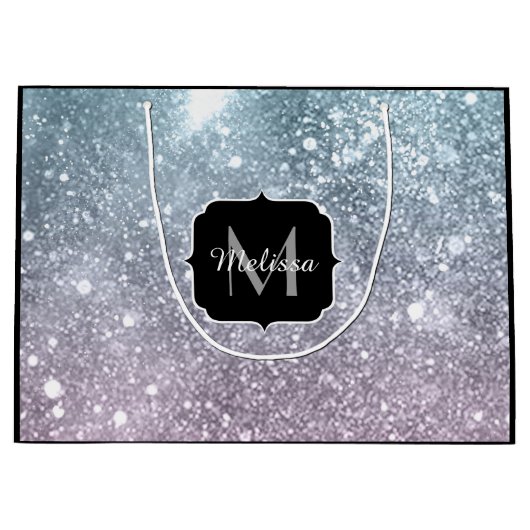 Aqua blue Roze zee sterrenstelsel abstract Monogra Groot Cadeauzakje (Voorkant)