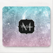 Aqua blue Roze zee sterrenstelsel abstract Monogra Muismat (Voorkant)