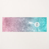 Aqua blue Roze zee sterrenstelsel abstract Monogra Yogamat (Voorkant (horizontaal))